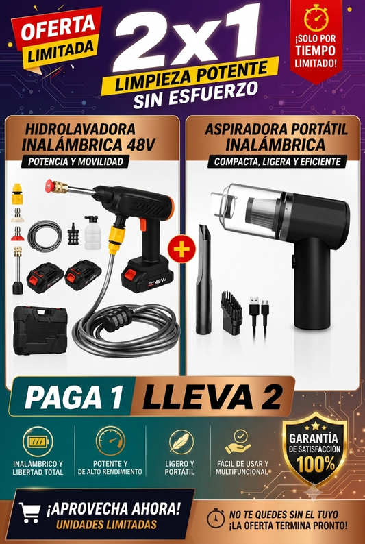 Combo De Hidrolavadora 2 Baterias y Aspiradora