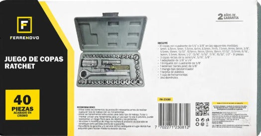 Hidrolavadora 2 Baterias y Juego 40 Copas Rathet Kit Herramientas